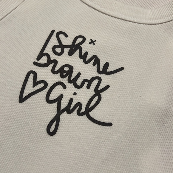 Forever21 she x this shine brown girl crop tank top! White. Size large. - Picture 2 of 4